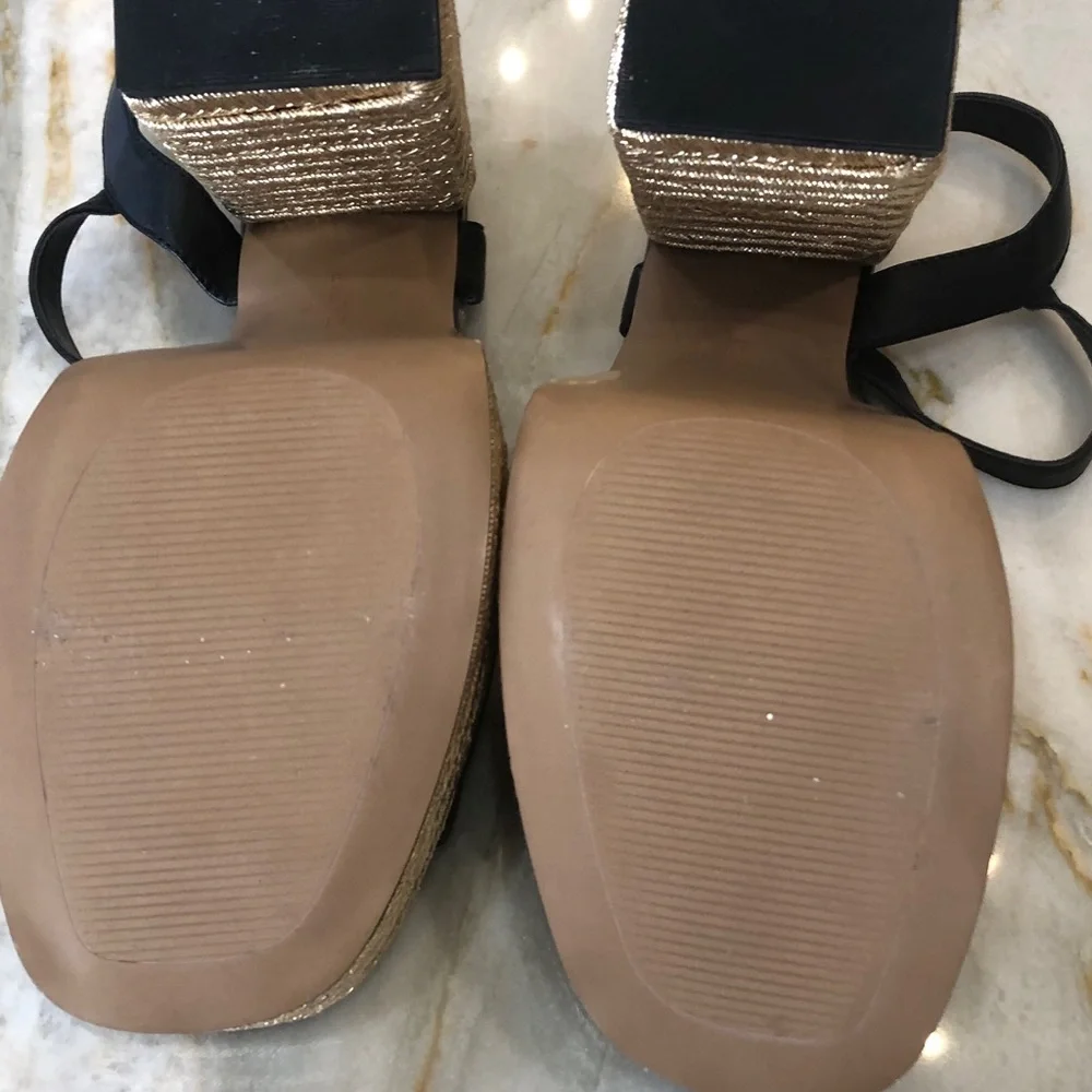 Kenneth Cole Black and Gold Platform Heels